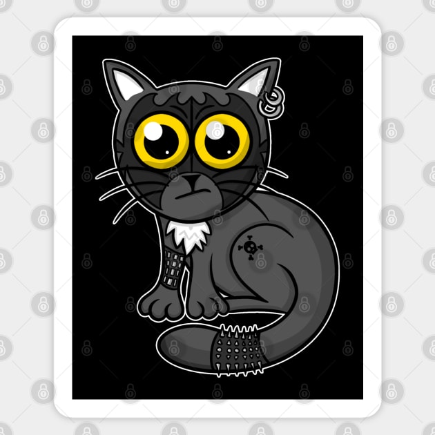 Funny Hard Rock Kitty - Heavy Metal Cat Sticker by Modern Medieval Design